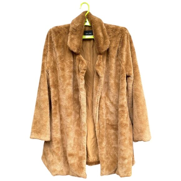 Love Tree Teddy Coat M Tan Brown Faux Fur Sherpa Jacket Boho Mob Wife Style - Picture 7 of 16